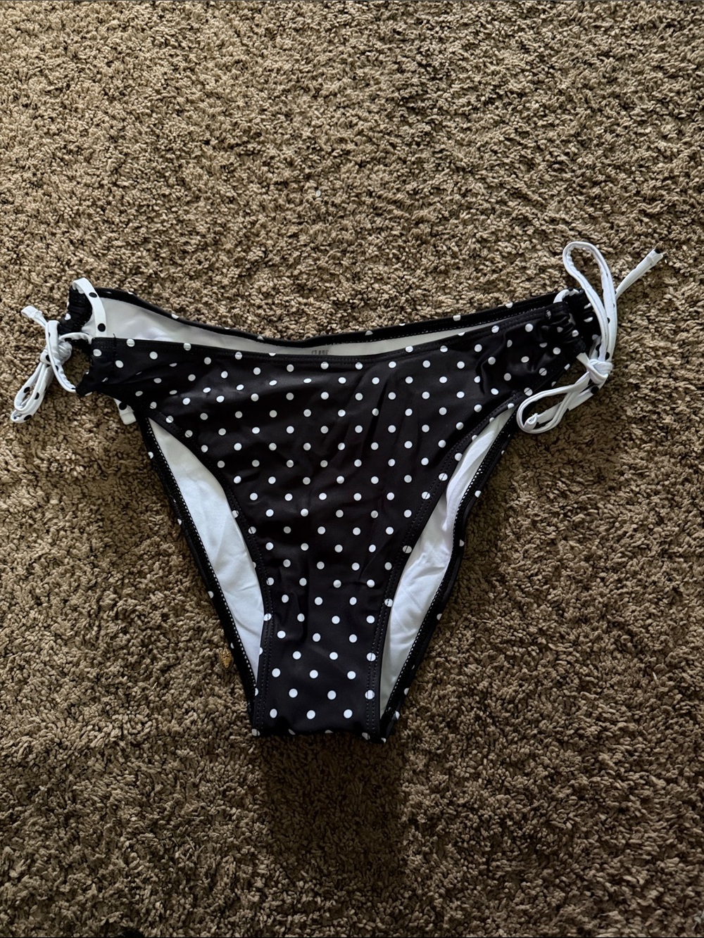 Zaful Black & White Polka Dot Side-Tie Bikini Bottom